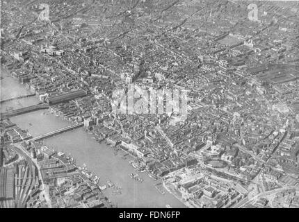 LONDON. Großes Luftbild von der City of London 1935, alten Drucken 1944 Stockfoto