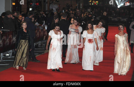 London, UK. 1. Februar 2016. Atmosphäre auf der Europa-Premiere von "Stolz und Vorurteil und Zombies" VUE Kino Leciester Square. Bildnachweis: Ferdaus Shamim/ZUMA Draht/Alamy Live-Nachrichten Stockfoto