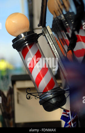 Barbers shop Pole, Morpeth, Northumberland Stockfoto