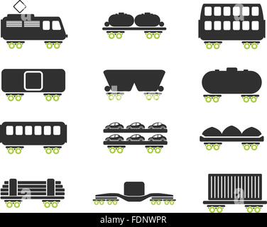 Schienengüterverkehr Verkehrssymbole Stock Vektor
