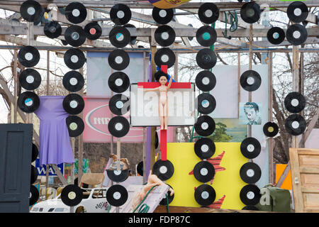 Detroit Michigan--The Heidelberg Projekt, ein Outdoor-Kunst im öffentlichen Raum in einem depressiven Viertel von Detroit. Stockfoto
