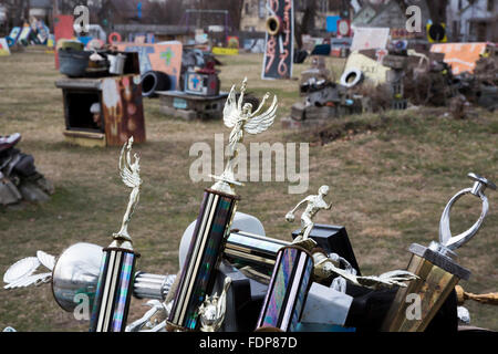 Detroit Michigan--The Heidelberg Projekt, ein Outdoor-Kunst im öffentlichen Raum in einem depressiven Viertel von Detroit. Stockfoto