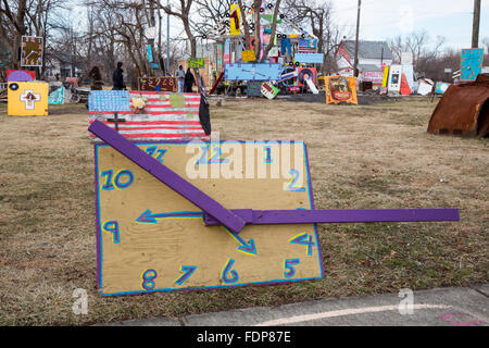 Detroit Michigan--The Heidelberg Projekt, ein Outdoor-Kunst im öffentlichen Raum in einem depressiven Viertel von Detroit. Stockfoto