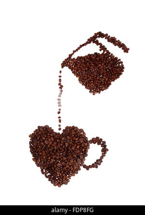 Studioaufnahme von eines Kaffee-Liebhabers Herz gemacht von Kaffeebohnen Stockfoto