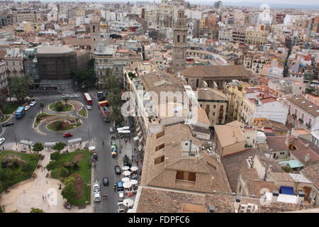 Blick aus dem Turm der Kathedrale in Valencia Stockfoto