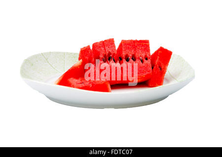 Wassermelone Stück auf einem Teller Stockfoto