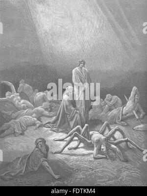 DANTE: Fond Arachne sah dich auch, halb Spinne, Angst, kroch Web, 1893 Stockfoto