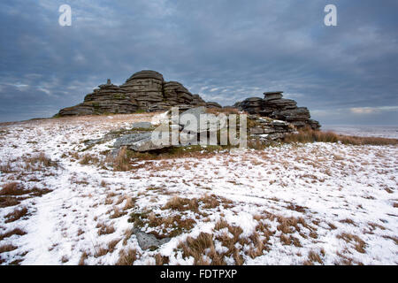 Tolle Links Tor im Winter Dartmoor National Park Devon Uk Stockfoto