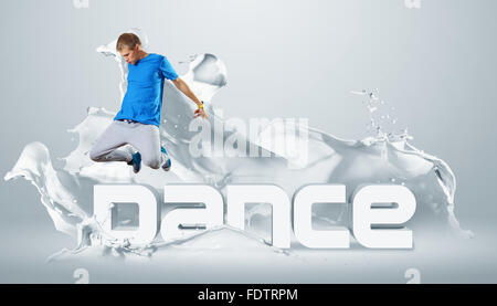 Modernen Stil Tänzer springen und das Wort Tanz. Abbildung Stockfoto
