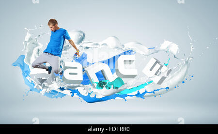 Modernen Stil Tänzer springen und das Wort Tanz. Abbildung Stockfoto