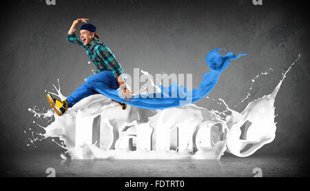 Modernen Stil Tänzer springen und das Wort Tanz. Abbildung Stockfoto