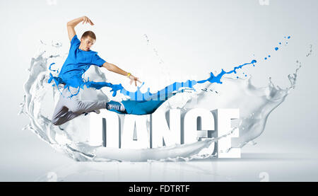 Modernen Stil Tänzer springen und das Wort Tanz. Abbildung Stockfoto
