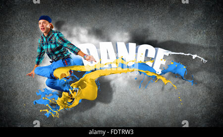 Modernen Stil Tänzer springen und das Wort Tanz. Abbildung Stockfoto