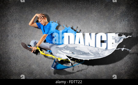 Modernen Stil Tänzer springen und das Wort Tanz. Abbildung Stockfoto