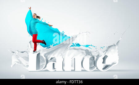 Modernen Stil Tänzer springen und das Wort Tanz. Abbildung Stockfoto