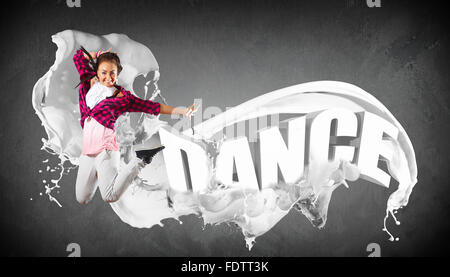 Modernen Stil Tänzer springen und das Wort Tanz. Abbildung Stockfoto