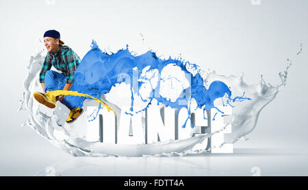 Modernen Stil Tänzer springen und das Wort Tanz. Abbildung Stockfoto