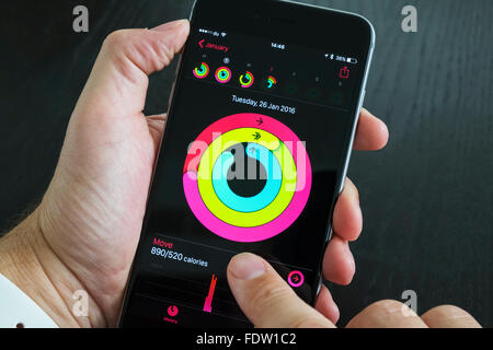 Health-app, die Messung der täglichen Aktivität auf dem iPhone 6 Plus Smartphone Stockfoto