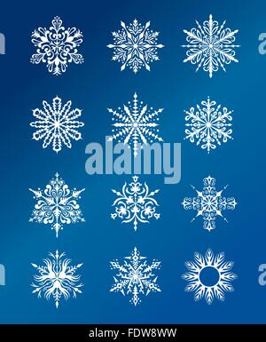 Winter-Illustration mit schönen Schneeflocken für Weihnachten und Neujahr Karten, Geschenke, Einladung design Stock Vektor