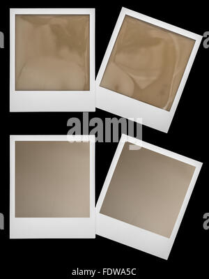 Retro-Polaroid-Foto-Rahmen-Isolaten auf schwarzem Hintergrund Stockfoto