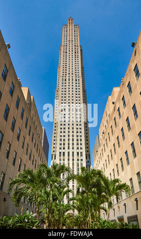 NEW YORK CITY - 21. August: Die GE Building Die centerpeice vom Rockefeller Center August 20, 2015 New York, NY. Stockfoto