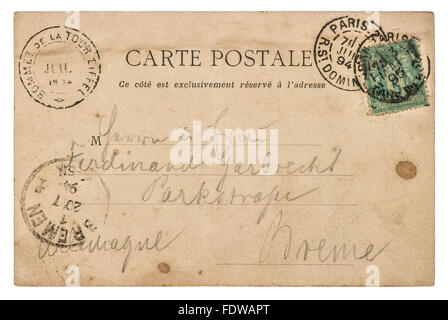 Handgeschriebene Postkarte Brief mit unlesbaren Text nicht definiert. Altpapier-Textur Stockfoto