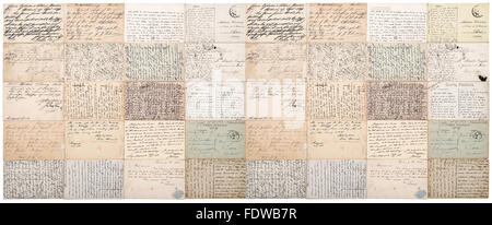 Alte Ansichtskarte. Alte handschriftliche undefinierten Texte. Grunge Vintage Papiere Hintergrund banner Stockfoto