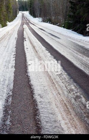 Vereiste Straße, Schweden Stockfoto