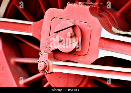 Industrielle Schuss mit alten Dampf Zug Antriebsrad Mechanismus Stockfoto