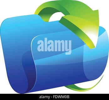 Blaue Ordner-Symbol mit grünem Pfeil Stock Vektor