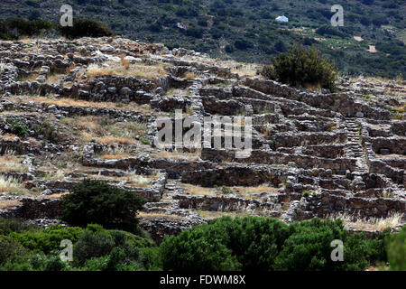 Kreta, Gournia, kleine antike Hafen aus Minoischer Zeit, archäologische Ausgrabungsstätte Stockfoto