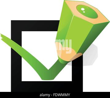 grüne Feder markieren Sie das Kontrollkästchen Stock Vektor
