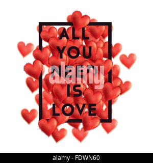 Valentine Day hearts Zusammensetzung mit dem Text: alles, was Sie brauchen ist Liebe Stock Vektor