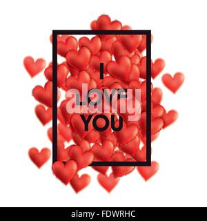 Valentine Day Herzen Komposition mit Liebeserklärung Stock Vektor