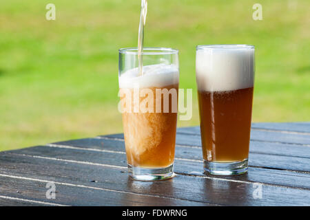 kalten deutschen Englisch irischen Schwarzbier im Sommergarten Stockfoto