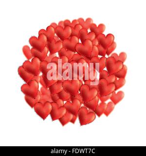 Rot Valentinstag Herzen Zusammensetzung in einem Kreis Stock Vektor