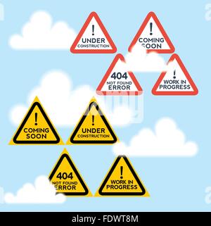 Zeichen setzen für die Website im Aufbau, Vorfreude Motive. Stock Vektor