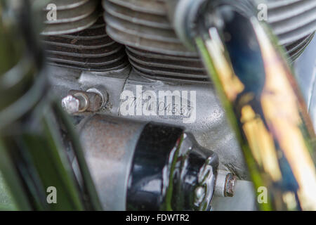 Nahaufnahme von einem Kurbelgehäuse eine Matchless Motorrad Culcheth Community Day, 2014 Stockfoto