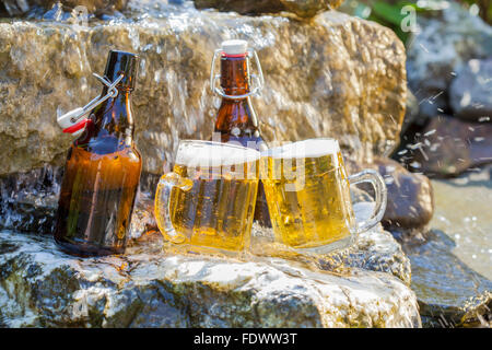 Deutsche gekühltes Bier im Garten Stockfoto