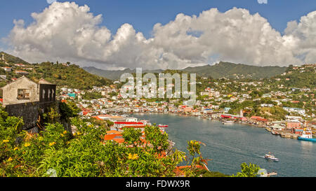 Blick auf St. George von Fort George Grenada Stockfoto