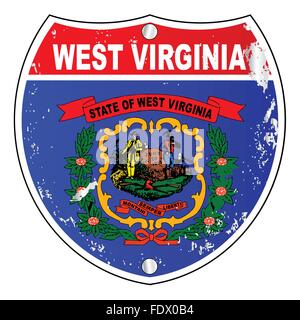 West Virginia-Flaggen-Icons als interstate Zeichen auf einem weißen Hintergrund Stock Vektor