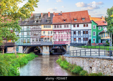 Brücke Kramerbrucke in Erfurt, Thüringen, Deutschland Stockfoto