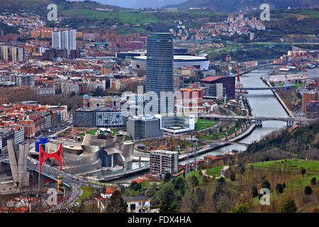 Teilansicht von Spanien, Bilbao, Baskenland (Pais Vasco). Blick vom Artxanda Hügel. Stockfoto