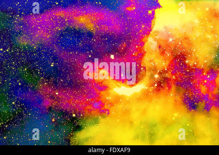Nebel, kosmischen Raum und Sterne, farbigen Hintergrund. Fraktal-Effekt. Malerei-Effekt. Elemente dieses Bildes, eingerichtet von der NASA Stockfoto