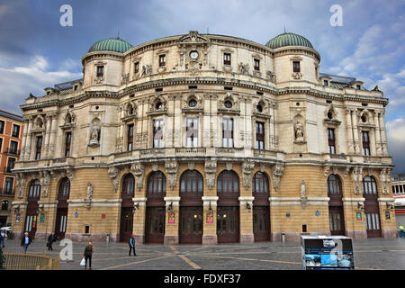 Die Fassade des Arriaga Theater an der Casco Viejo (Altstadt) von Bilbao, Baskenland, Spanien. Stockfoto