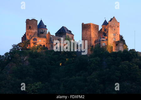 Deutschland, Rheinland-Pfalz, Oberes Mittelrheintal, Oberwesel, Schönburg, Rheinland-Pfalz Stockfoto