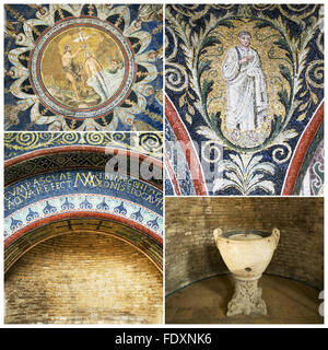 Mosaike aus dem Baptisterium von Neon. Ravenna, Italien Stockfoto