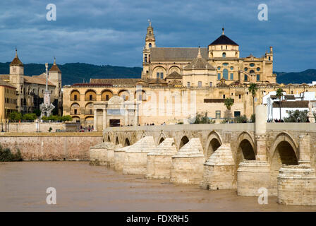 Blick auf die römische Brücke und die Stadt von Cordoba, Spanien Stockfoto