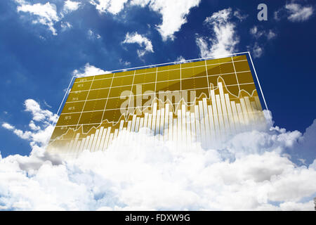 Collage von Diagrammen gegen Himmel und Wolken Stockfoto