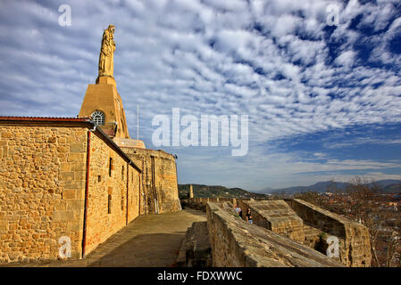 Die Statue von Jesus Christus am Castillo De La Mota, Monte Urgull, Donostia - San Sebastián, Baskisches Land, Spanien. Stockfoto